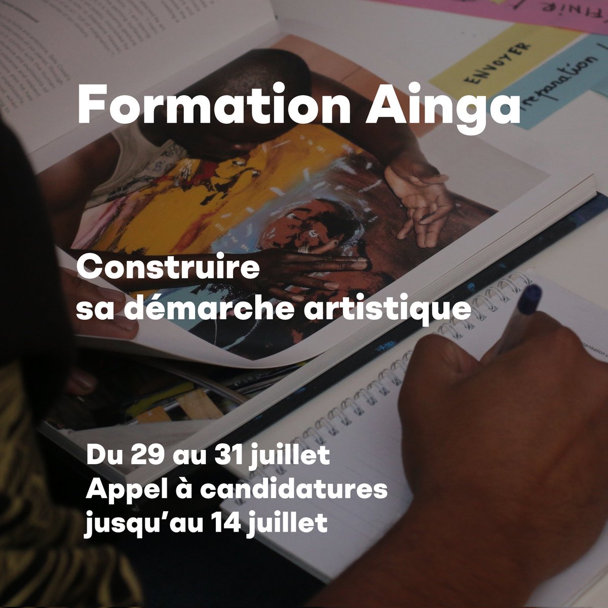 📝 Formation Ainga - Appel à candidatures pour la formation : construire sa démarche artistique 

Pour postuler et pour plus d'informations : fondation-h.com/programmes-fr/… 

N'hésitez pas à partager auprès de vos ami.e.s artistes ! ✨

#FondationH #Ainga #FormationAinga