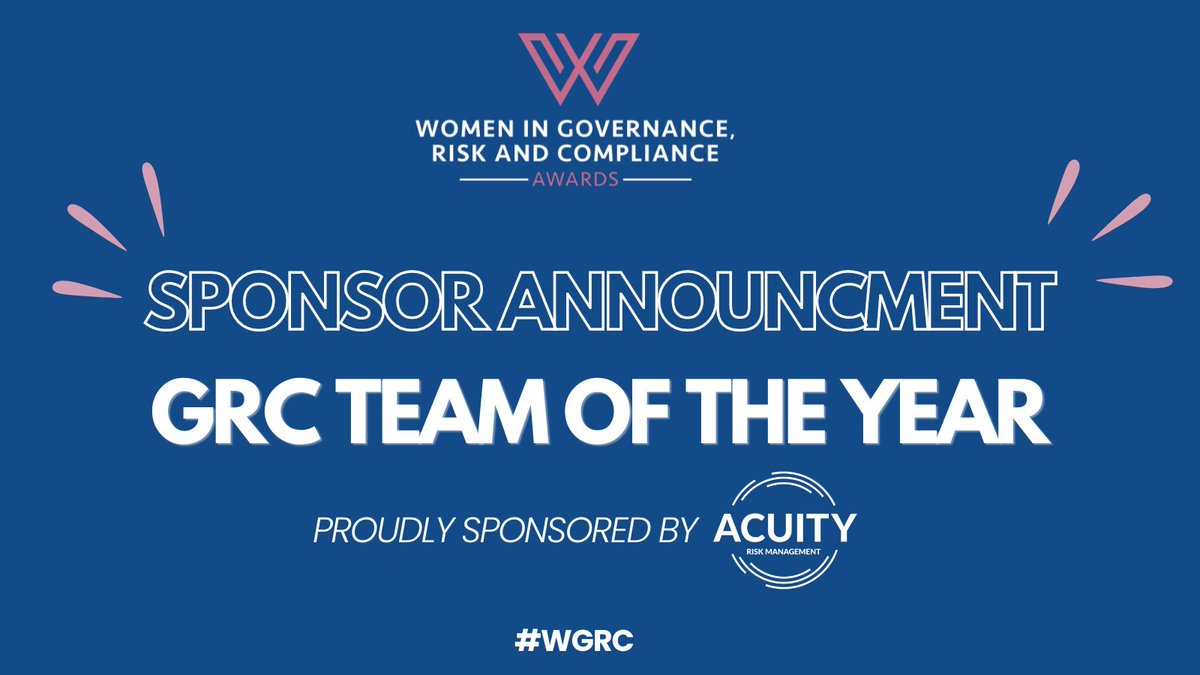 acuityrm's tweet photo. We're thrilled to announce that Acuity will be presenting the 'GRC Team of the Year' award at the 2024 Women in GRC Awards, hosted by Risk Awards.
#WomeninGRC #GRCAwards2024 #RiskAwards #AcuityRM https://t.co/KIDtTMXxJe