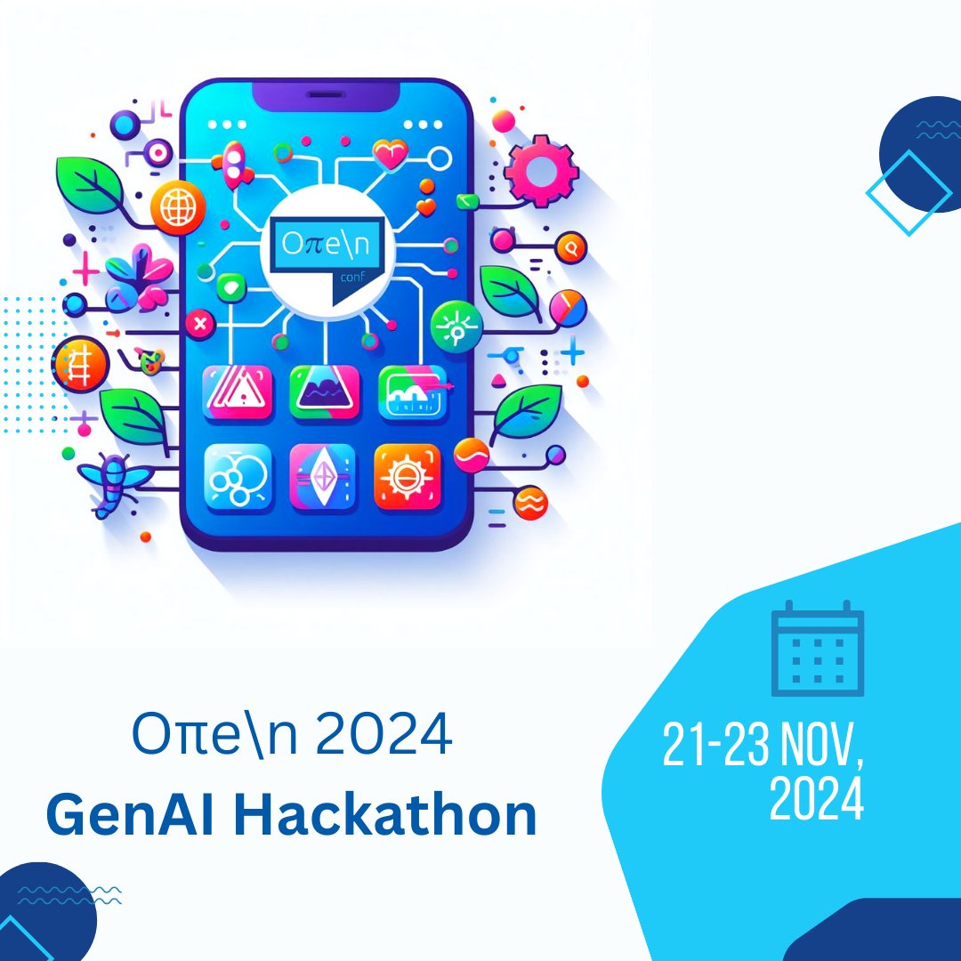 open_conf's tweet image. 🌟 Exciting News about #open_conf 2024: Launching our first #GenAI Hackathon! 🌟

🚀 Theme: “Using Gen AI tools for rapid prototyping an idea in the &amp;lt;X&amp;gt; field”
Stay tuned to for more info and registration details...

#OpenHackathon #HackathonAtOpen2024 #Open2024Hackathon