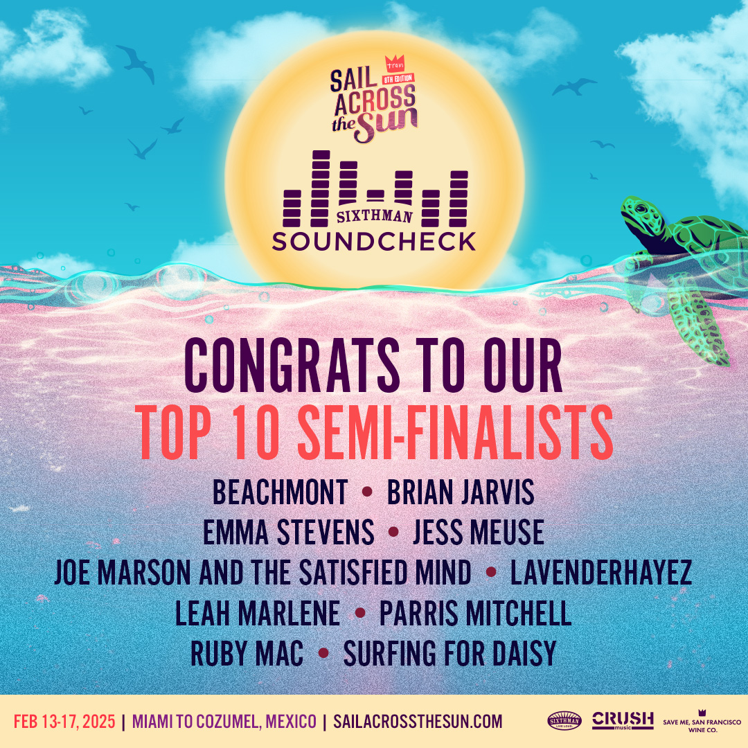 Huge congrats to our top 10 Soundcheck semi-finalists! Now it’s time for YOU to vote at sailacrossthesun.com/soundcheck. Let’s make some noise! 🚢🎶