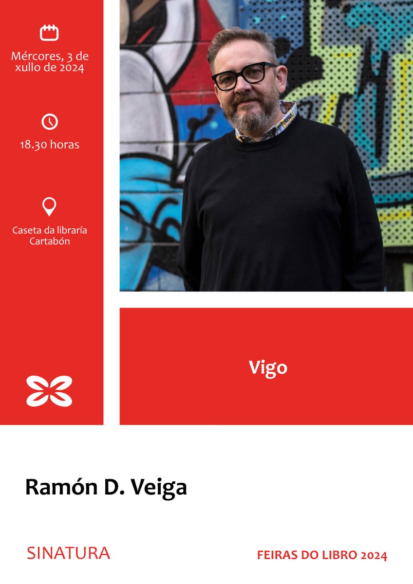 ✍️HOXE, na feira do libro de Vigo...
18.30h: <a href="/ramoninguez/">Ramón D. Veiga</a> 
19.15h: <a href="/LediciaCostas/">Ledicia Costas</a>
19.30h: <a href="/ramoninguez/">Ramón D. Veiga</a> e <a href="/Ivanerre/">Iván R.</a> 
19.30h: Álex Alonso