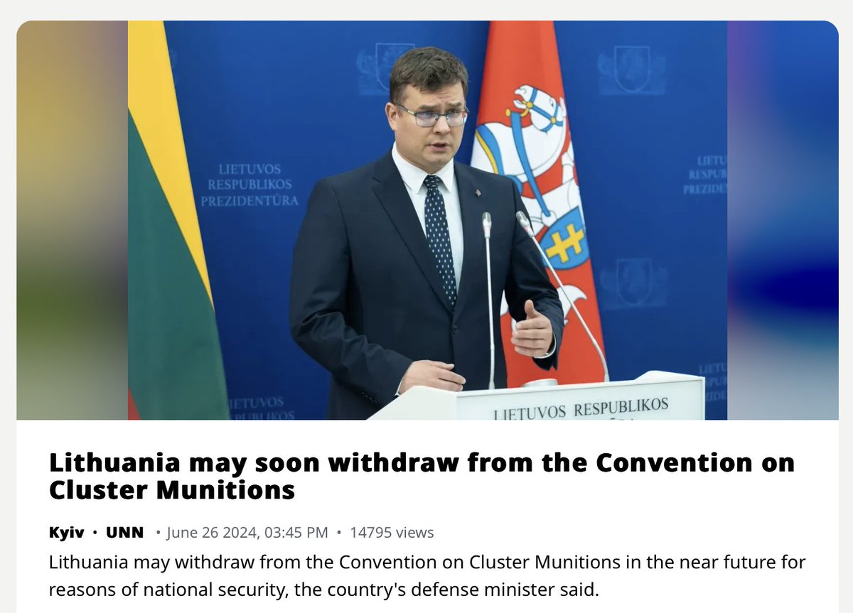 banclusterbombs's tweet photo. News that Lithuania MoD wants to withdraw from the Cluster Munition Convention is HIGHLY DISTURBING! The treaty saves lives by banning an indiscriminate weapon causing unacceptable harm to civilians. We urge 🇱🇹 to reaffirm its commitment to the Convention https://t.co/jgMVMNu24i https://t.co/TkYFl5BjVl
