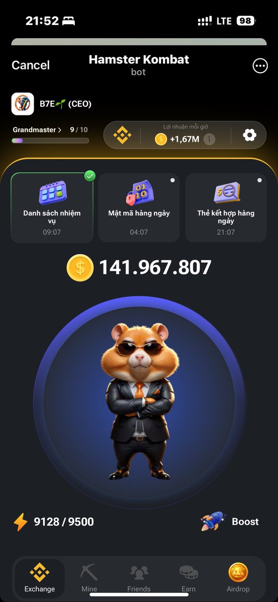 airdropb7e's tweet photo. @hamster_kombat love game https://t.co/7AeXtpPRmC