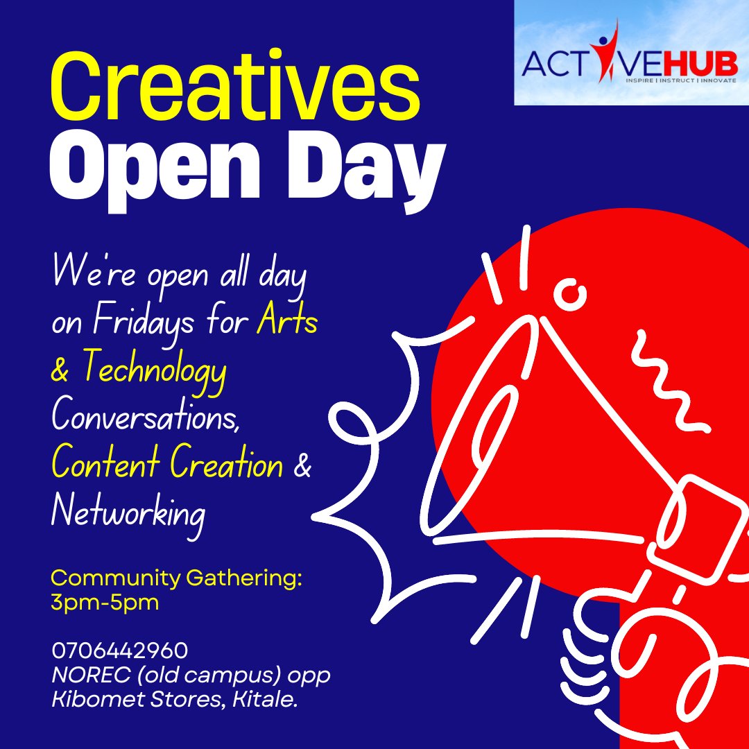 Tomorrow creatives will gather at the Hub to dance, sing, create poems, and create content for social media platforms. We are open all day and will have a training during the community gathering at 3pm. All creatives show up!
#creativeshangout