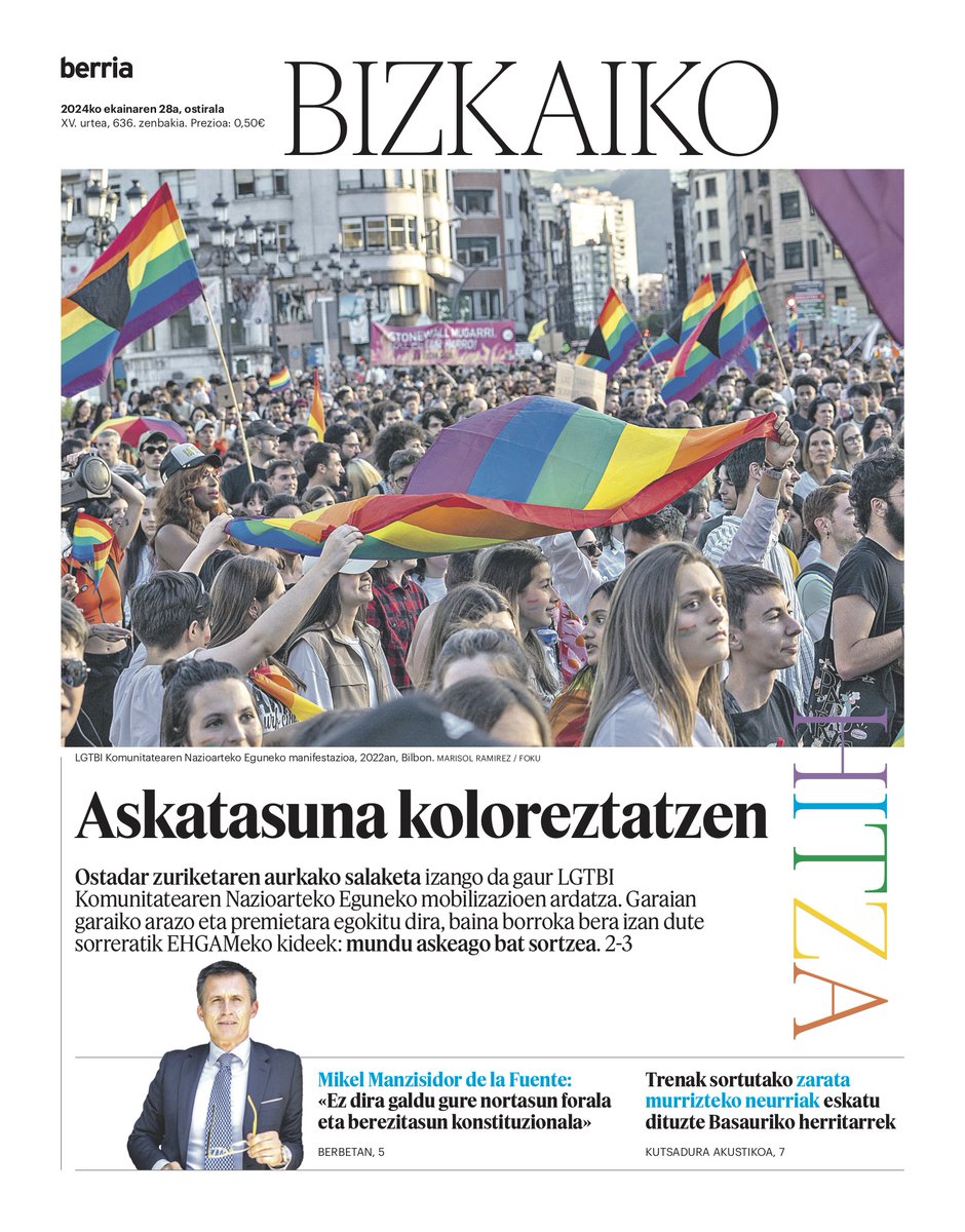 Biharko Bizkaiko Hitzan:
🟢LGTBI Komunitatearen Eguna
🟢Mikel Manzisidorri elkarrizketa
🟢Basaurin, trenak sortutako zarata
🟢Bilboko igerilekuak greban
🟢25. Zapato Azule, Ondarroan
🟢Lekuz Leku dantza jaialdia Bilbon
🟢Izurtzako Etxaburu dorretxea
🟢<a href="/beharko/">Niko Cuenca Beristain</a>|ren zutabea