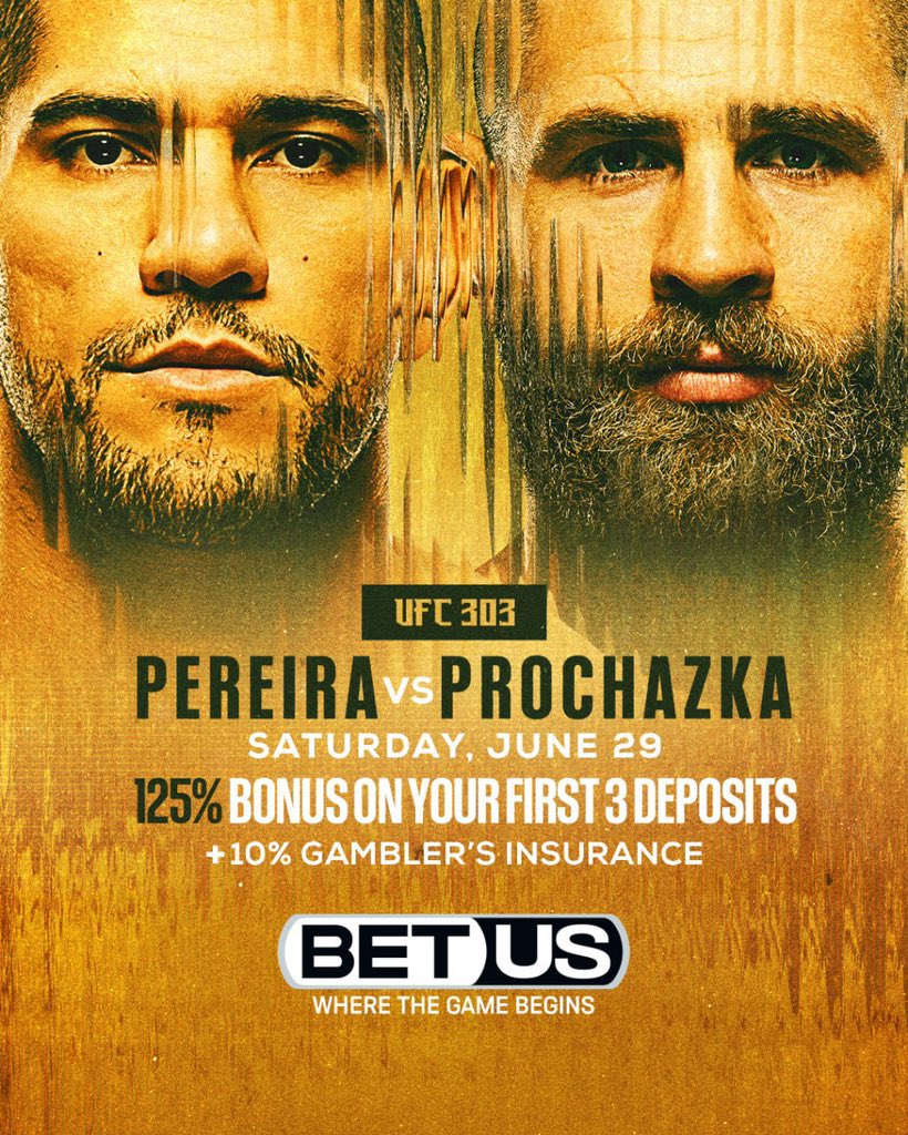 News1Lead's tweet photo. 🔥 Fight Night Alert! 🔥

🥊 Get hyped for the epic clash! 

🤩 Pereira vs. Procházka at UFC 303
📅 Saturday, June 29

🏟 Venue: T-Mobile Arena, Las Vegas
⏰ Time: Main card starts at 10 PM ET

🏆 BETUS Special Offer:

💰 125% BONUS on your first 3 deposits!
🔒 10% Gambler's Insurance!
💪 Join now and bet smart!

🌐 Don't Miss:

♦️ Incredible undercard fights
🎲 Expert betting tips
🕶 Live updates

🔽INFO
https://t.co/RS3E1QFT2w

#UFC303 #FightNight #PereiraVsProchazka #BETUS #MMA