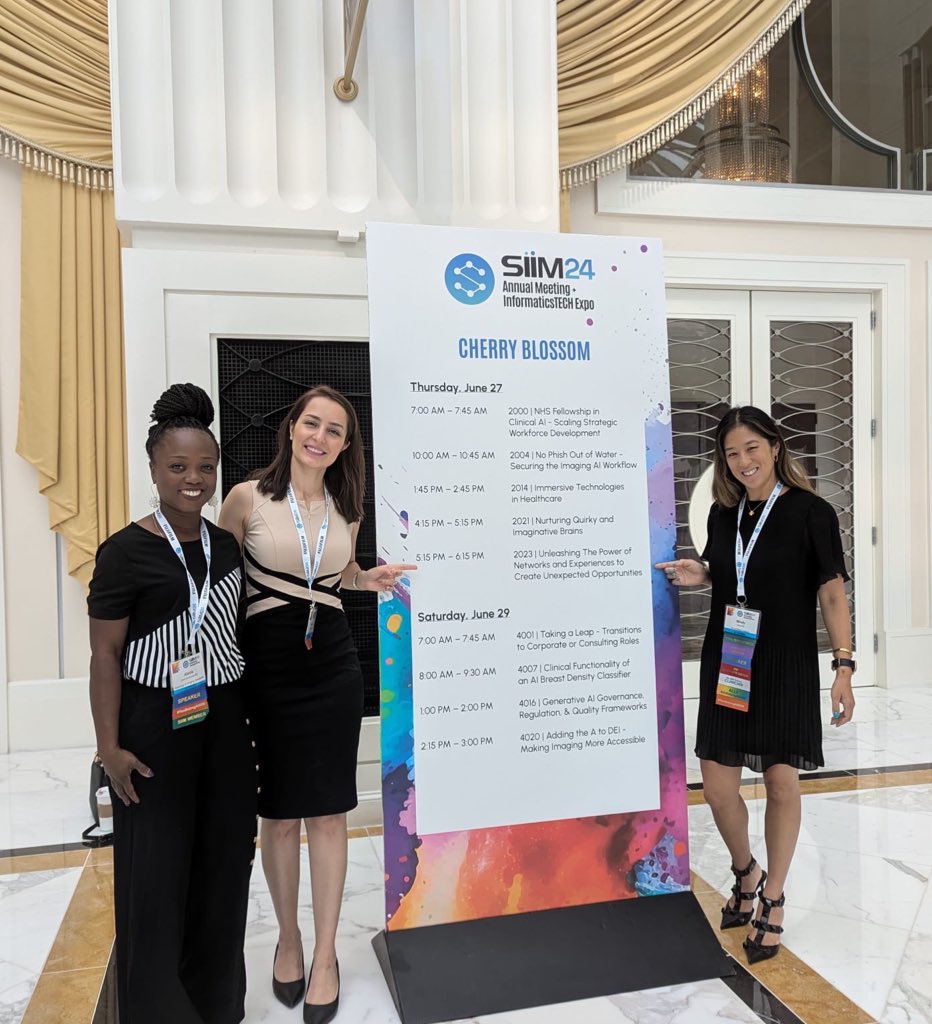 ManaMSF94's tweet image. Join me and my amazing colleagues @mindyLyang and @drfemiabod for the #WomenInInformatics session today at 5:15 in Cherry Blossom! Let&apos;s talk and exchange ideas in an interactive session!

#WIIM #informatics 

#SIIM24 @SIIM_Tweets