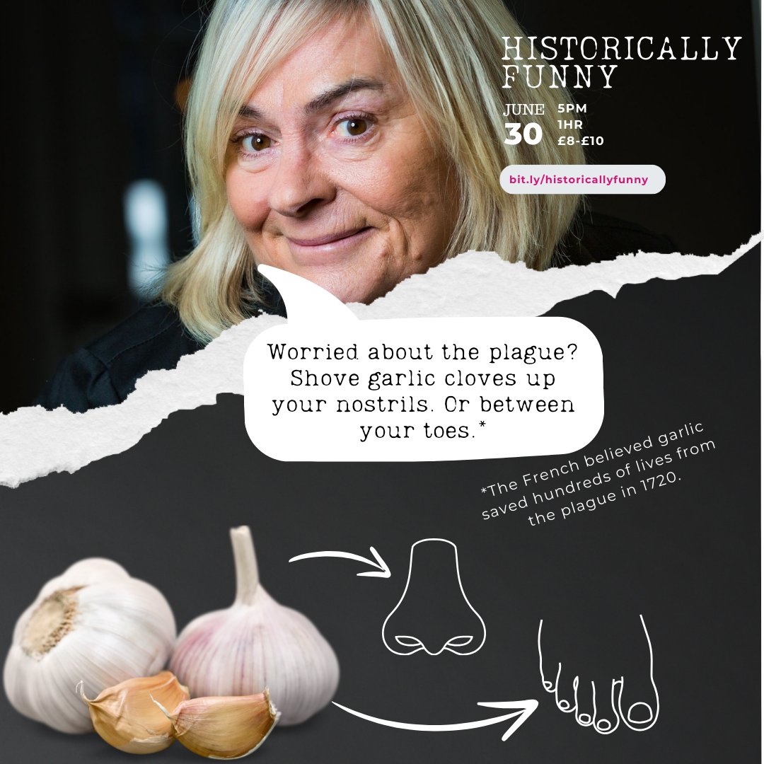 In ye olden times, garlic was believed to sort MANY ailments including:

earaches
toothaches
cholera
typhoid fever
plague
and more!

More historical things ye prob didnae ken, this Sunday <a href="/StandComedyClub/">The Stand</a>, 5pm. See ye there! 

Tickets:
bit.ly/historicallyfu…