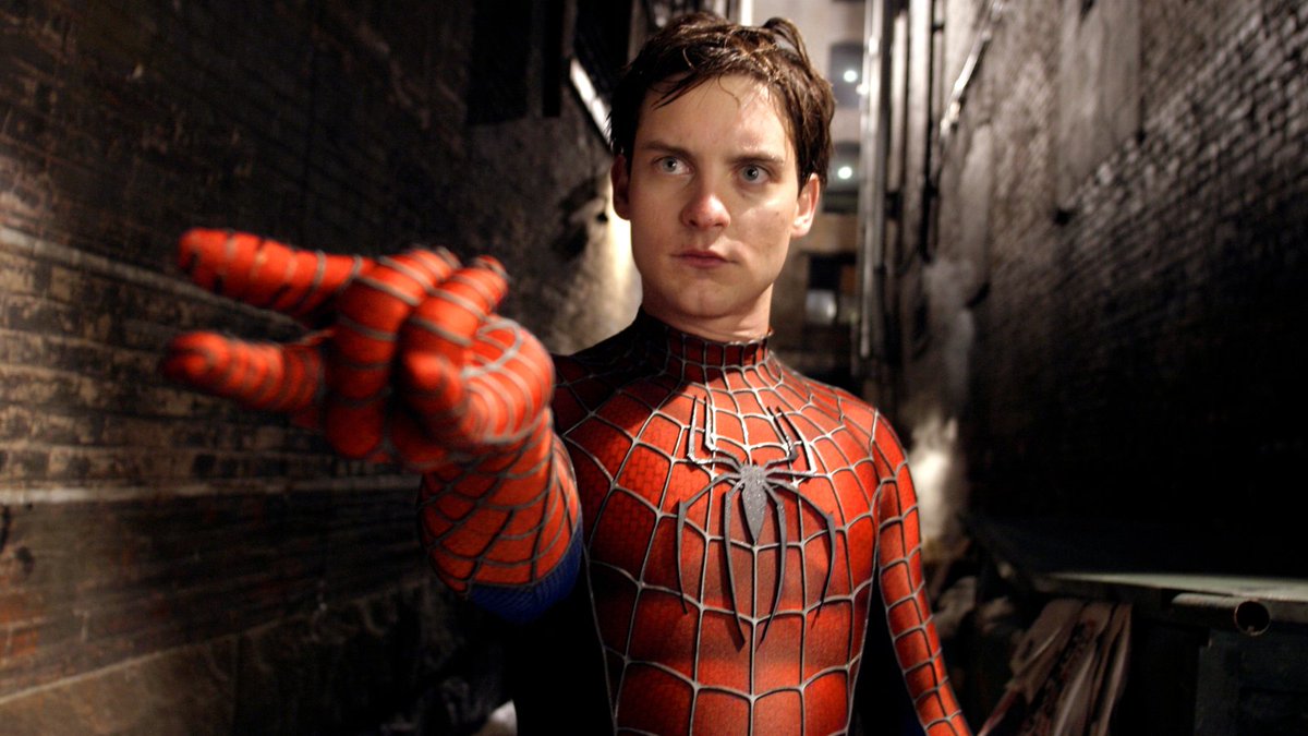 Sony's tweet image. Happy birthday to our original web-slinger, Tobey Maguire 🕷️