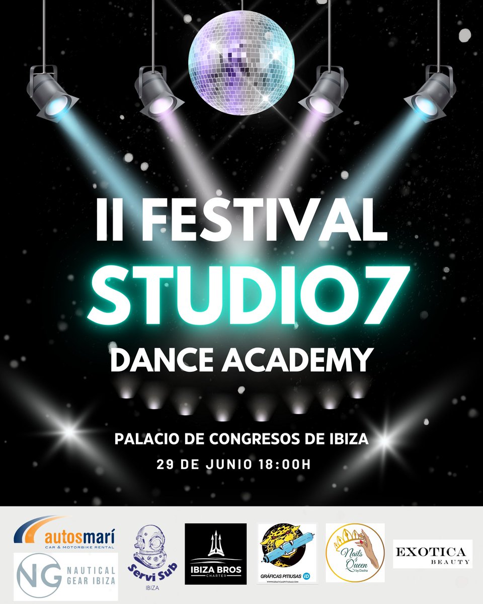 II FESTIVAL STUDIO 7
Fecha : 29 de junio, 2024 a las 18h00
Lugar : Palacio de Congresos de Ibiza
#dance #palaciodecongresosdeibiza #ibiza #santaeulariadesriu #Studio7

palaciocongresosibiza.com/evento/ii-fest…