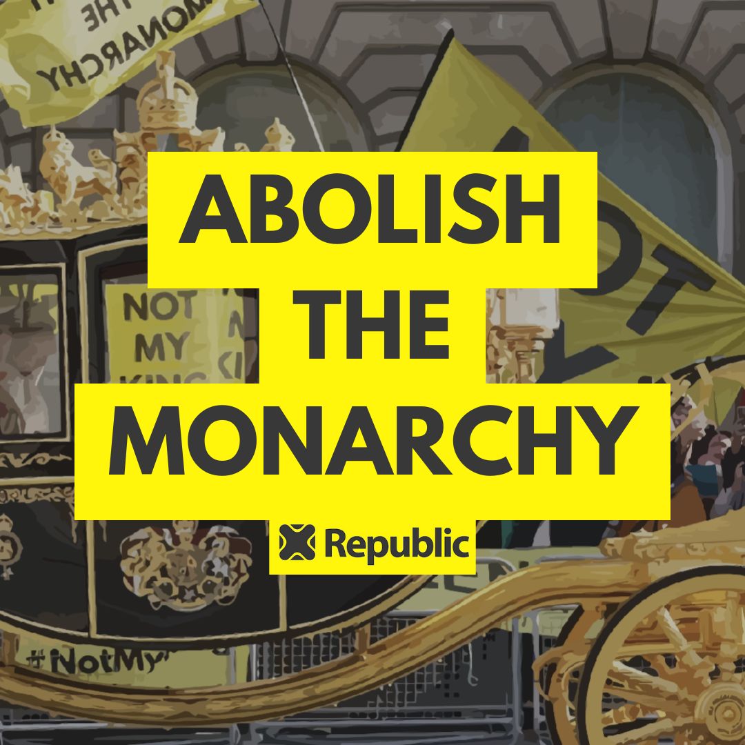 The monarchy costs £345 million a year, exempts themselves from hundreds of laws and denies us the right to choose our head of state. That's why it's time for them to go. #NotMyKing #AbolishTheMonarchy