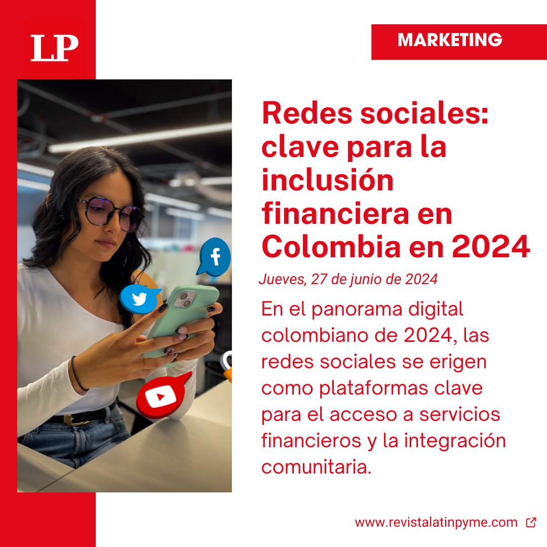 📱💼 ¡Redes sociales y finanzas! En 2024, Colombia cuenta con 36.70M usuarios activos, impulsando la inclusión financiera. 🌐🇨🇴

🔗 Más detalles en Revista LatinPyme ➡️lnkd.in/g2Utn4me

#InclusiónFinanciera #RedesSociales #Fintech #Colombia