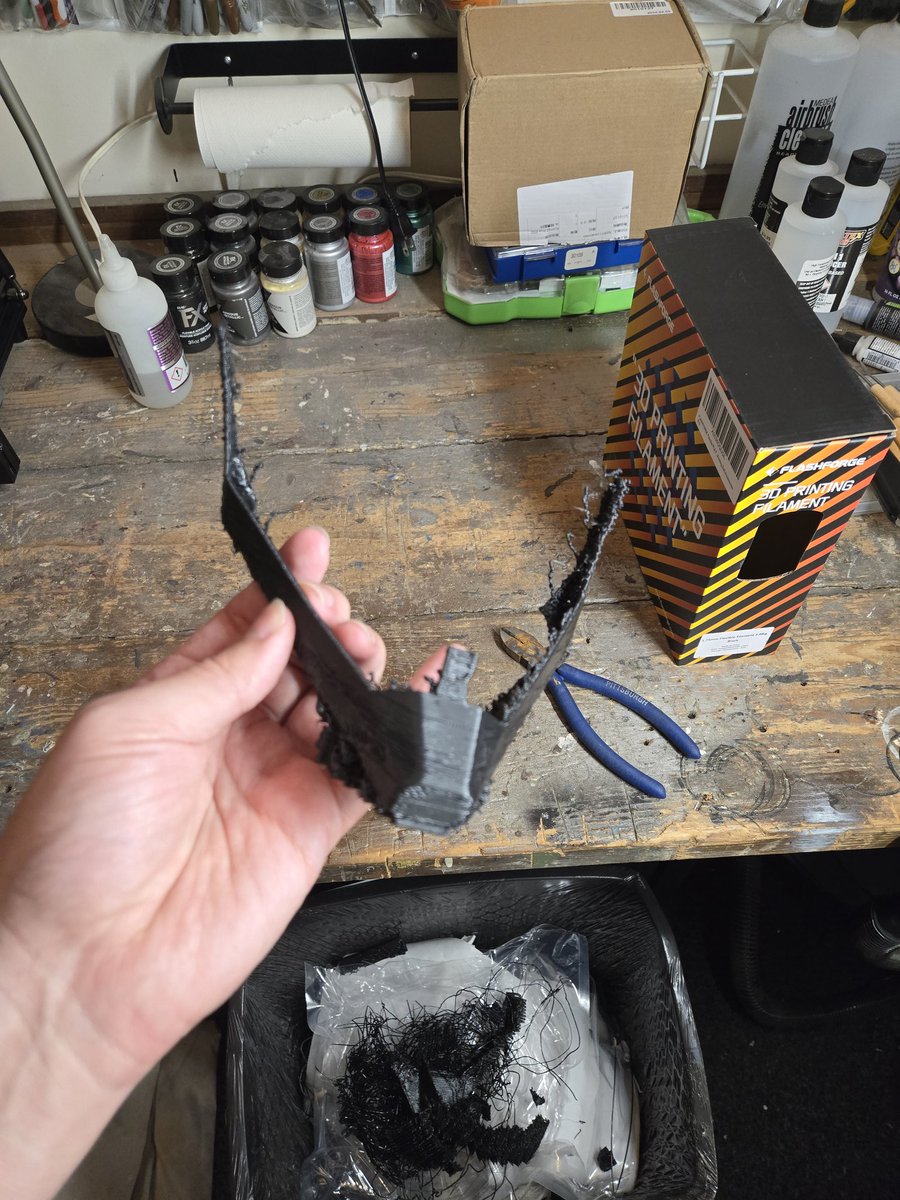 solarwolfcospla's tweet photo. Forgot to post this, but my first attempt at Flexible PLA was a dud. Luckily, my good friend, @WillowCreativ, told me what I did wrong. Going beck to the drawing board so to speak. 
#3dprinting #cosplay #cosplayer #atlantacosplay #atlantacosplay #atlantacosplayers https://t.co/F91CAxAyz7
