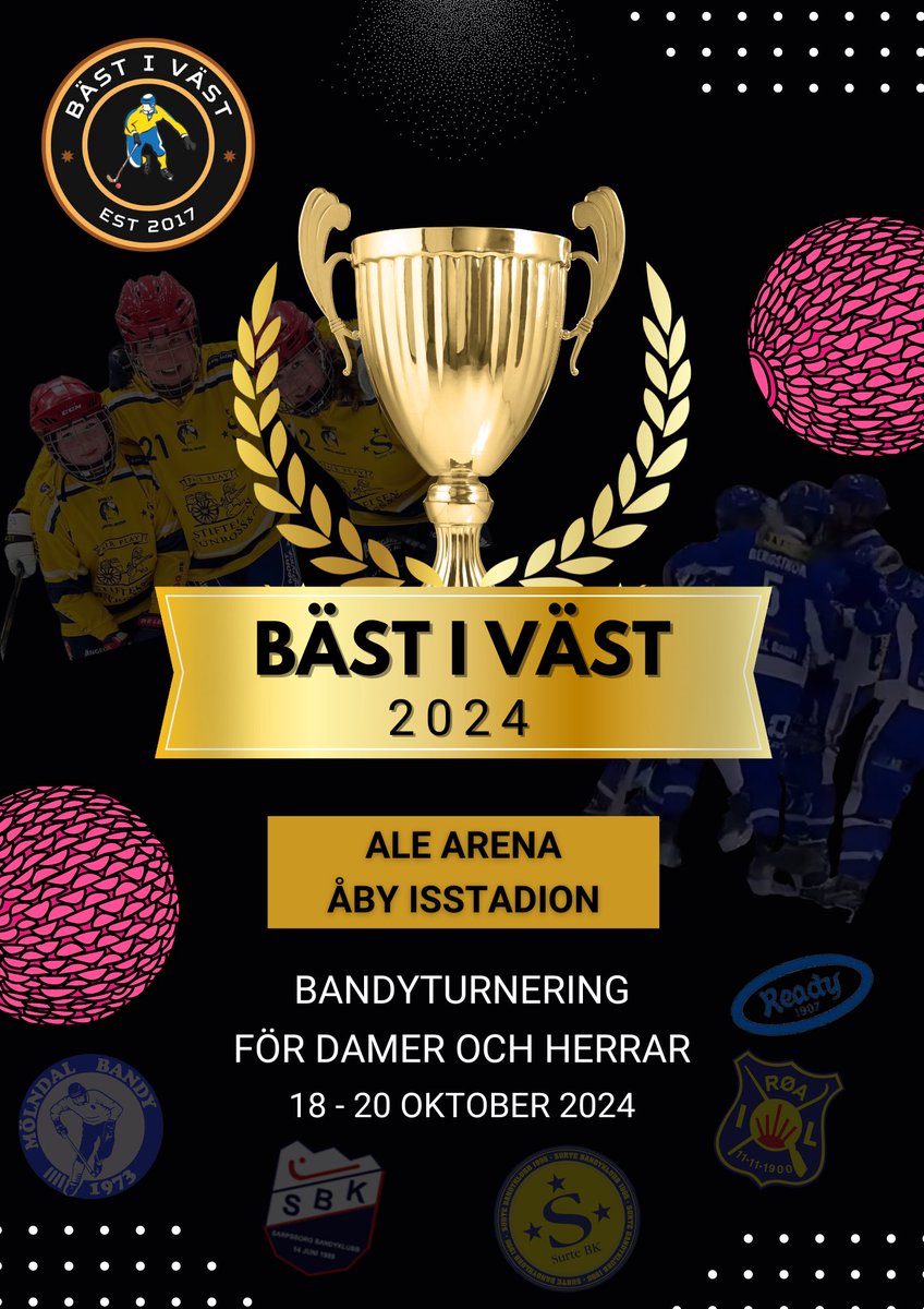 BÄST I VÄST EXPANDERAR MED DAMLAG

Bäst i Väst kommer under 2024 att expandera och nu även inkludera damlag i cupen, samtidigt kommer cupen att spelas i både Ale Arena samt Åby Isstadion i Mölndal 18-20 oktober.

Läs mer på cupens egen hemsida:

bastivast.cups.nu/bast-i-vast-ex…
#svbandy