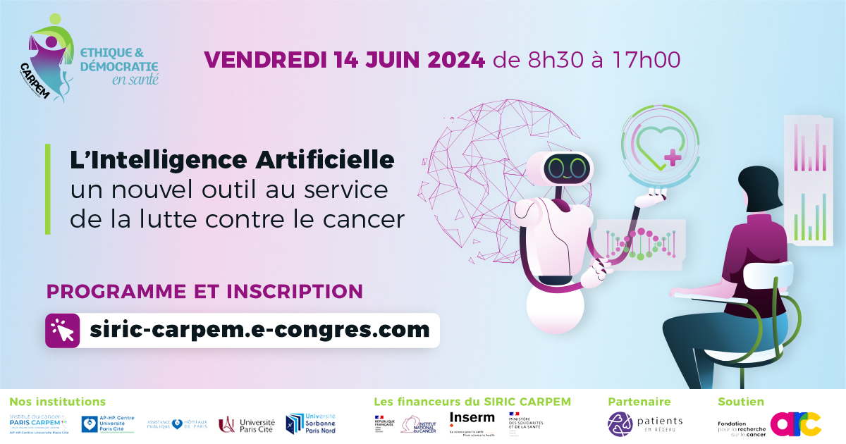 SiricCarpem's tweet photo. 🎥Le replay de la journée grand public du CARPEM le 14 juin dernier sur l'IA comme nouvel outil dans la lutte contre le cancer est en ligne! Vous pouvez y accéder à en suivant ce lien 👉https://t.co/gIugqGzpXX L'occasion pour vous de voir/revoir ces présentations passionnantes. https://t.co/ksA22tpKZx