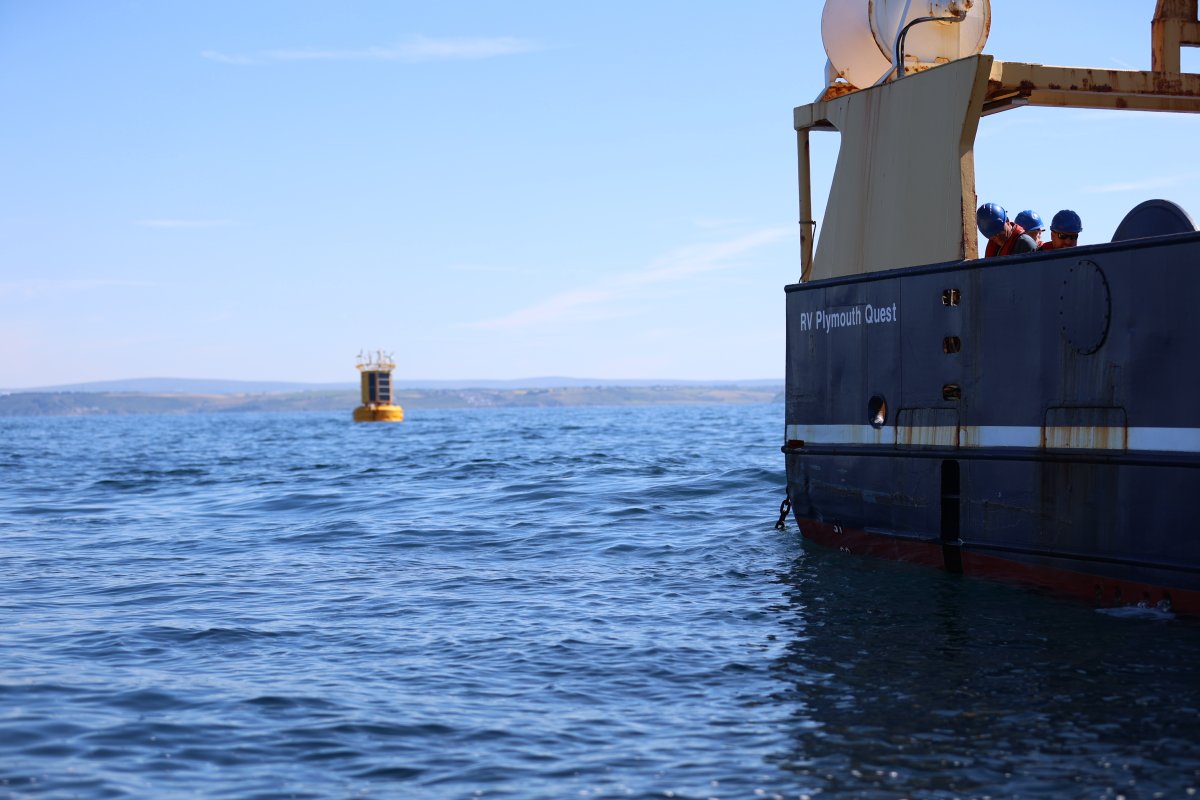 Our L4 Autonomous Buoy is officially back on station! Following the planned major overhaul and sensor upgrades, it has now been successfully deployed back on station at the L4 sampling site, 4 nautical miles South of Rame Head.