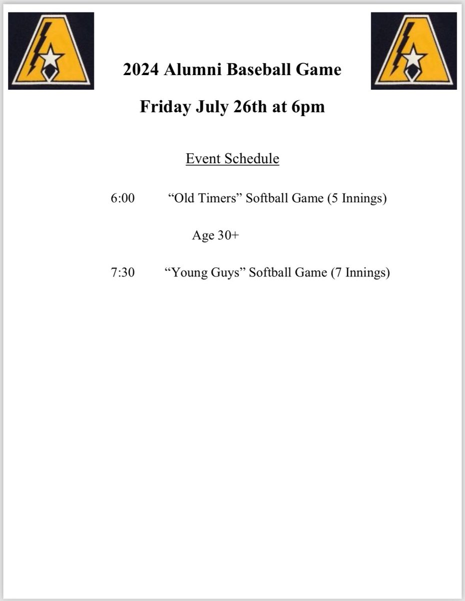 weldo22's tweet photo. Back by popular demand! Archbold Alumni Slow Pitch Softball game on July 26th starting at 6pm and Archbold Baseball Golf Outing on July 27th with a shotgun start at 8am! Always a fun weekend seeing former players and as always we appreciate the support from the community! https://t.co/FN4LWqgbSV