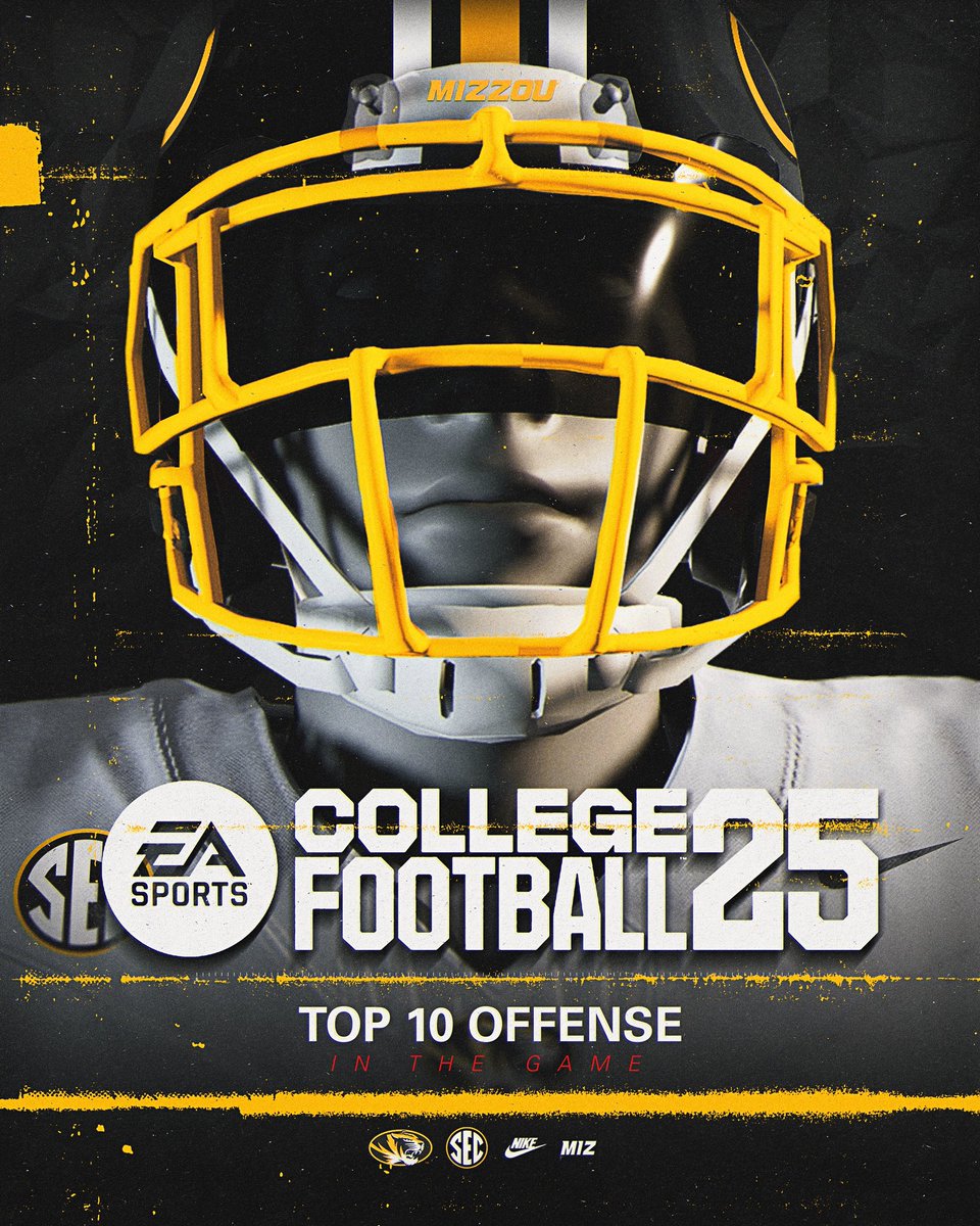 MizzouFootball's tweet photo. We have a 𝙏𝙊𝙋 𝙏𝙀𝙉 Offense 𝙄𝙉 𝙏𝙃𝙀 𝙂𝘼𝙈𝙀‼️🎮

#MIZ 🐯🏈 https://t.co/sGYKpYmPBw