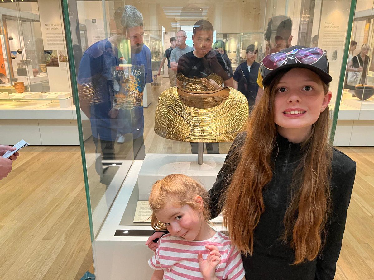 Ella &amp; Chloe are very historically minded little girls, they can see the find spot of the Mold gold cape from their house. On their way to see Taylor Swift they checked it out at the BM. Favourite exhibit at the BM for them? - Pete Marsh Lindow Man!