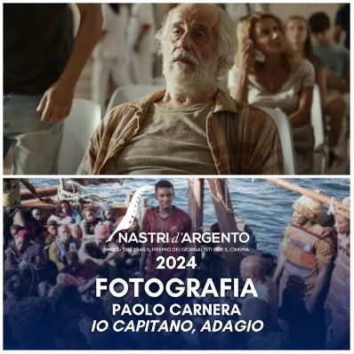 Vince il Nastro d’Argento per la Fotografia Paolo Carnera per ‘Io Capitano’ e ‘Adagio’. 
•
#nastridargento #nastridargento2024