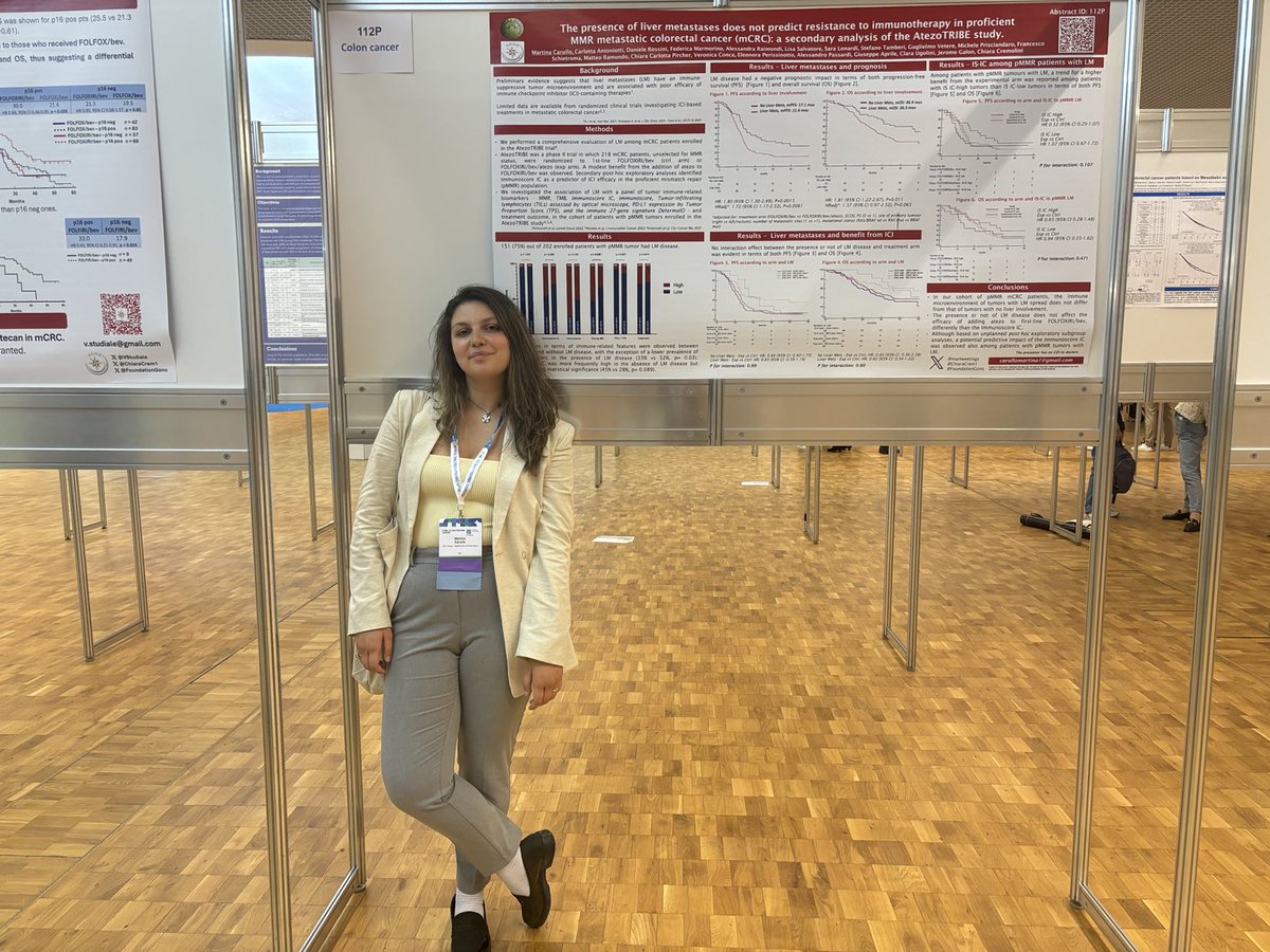 martweetings's tweet image. Exciting Poster session at @myESMO 💫
Liver metastases in mCRC and immuno-therapy: love is still in the air?
At Poster Session today, a secondary analysis of the AtezoTRIBE trial.
@ChiaraCrem1
@carlottanto1
@FoundationGono