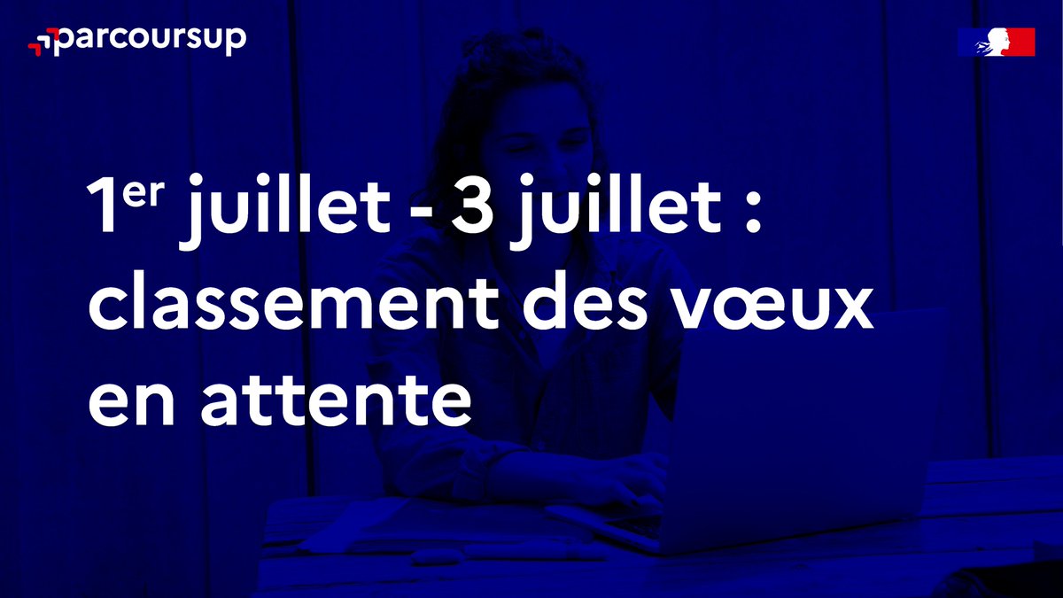 🔔Entre le lundi 1er et le mercredi 3 juillet 2024,vous devrez classer par ordre de préférence les vœux en attente qui vous intéressent toujours.

ℹ️ On vous explique tout ici : parcoursup.gouv.fr/candidater-sur…

#Parcoursup