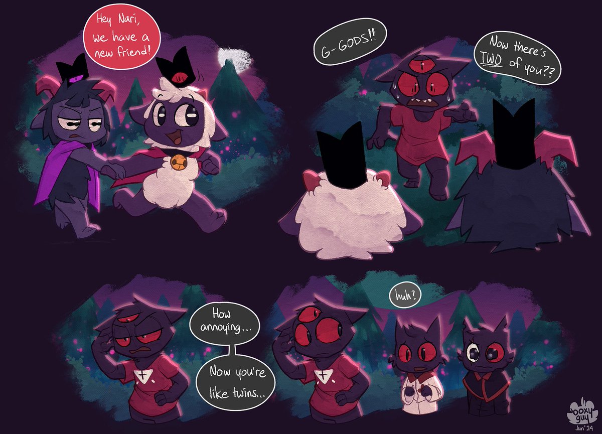 boxyguy's tweet photo. new friend around the corner! nari is thrilled #CultoftheLamb https://t.co/GYTbO6fEOP