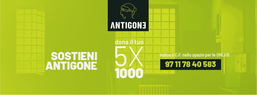 Nel 2023 quasi 1000 persone hanno scelto di destinare il #5x1000 ad Antigone. Un dato in costante crescita negli anni per cui ringraziamo chi crede e sostiene il nostro lavoro.
Anche nel 2024 si può destinare il 5x1000 alla nostra associazione antigone.it/5x1000