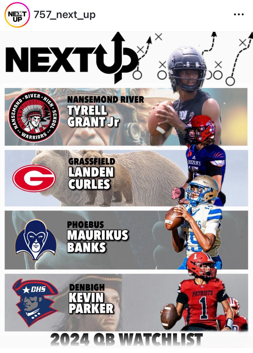 tyrellgrantjr's tweet image. There are some great Quarterbacks in the 757 and I’m honored to be noted amongst them. I get an opportunity to compete against 2 of them in the Regular season and hopefully a few more in the playoffs. Let’s go fellas! @QBHitList @PrepRedzoneVA @NRHSFB @AlonzoRicks
