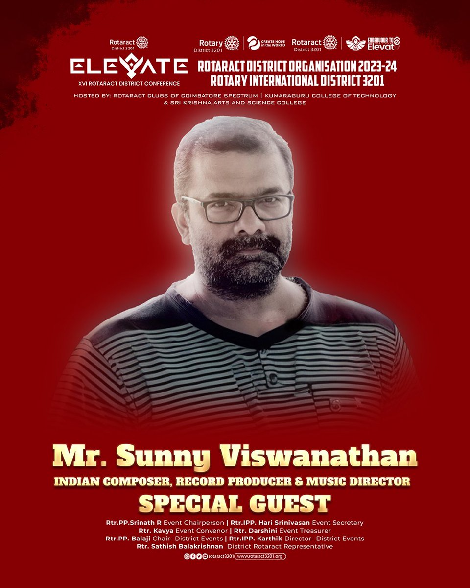 rotaract3201's tweet photo. Dr. Mardy Grothe once said, Words have incredible power. They can make people’s hearts soar, or they can make people’s hearts sore

And to inspire us with his words we have our guest speaker Mr. Sunny Viswanathan who's about to make his presence https://t.co/ixDHLOq9dB