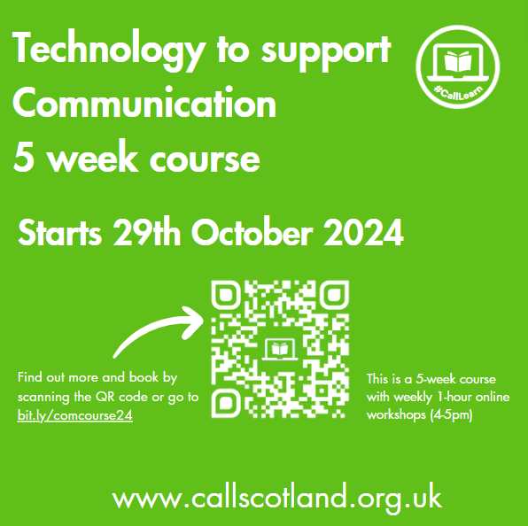 CALLScotland's tweet photo. Do you have learners who have communication difficulties?  

This #CallLearn course, new for this year, can support you with assistive solutions.

Weekly workshops will be recorded.

More info at https://t.co/Q4CTaNkR37 https://t.co/ELmSYvFJxG