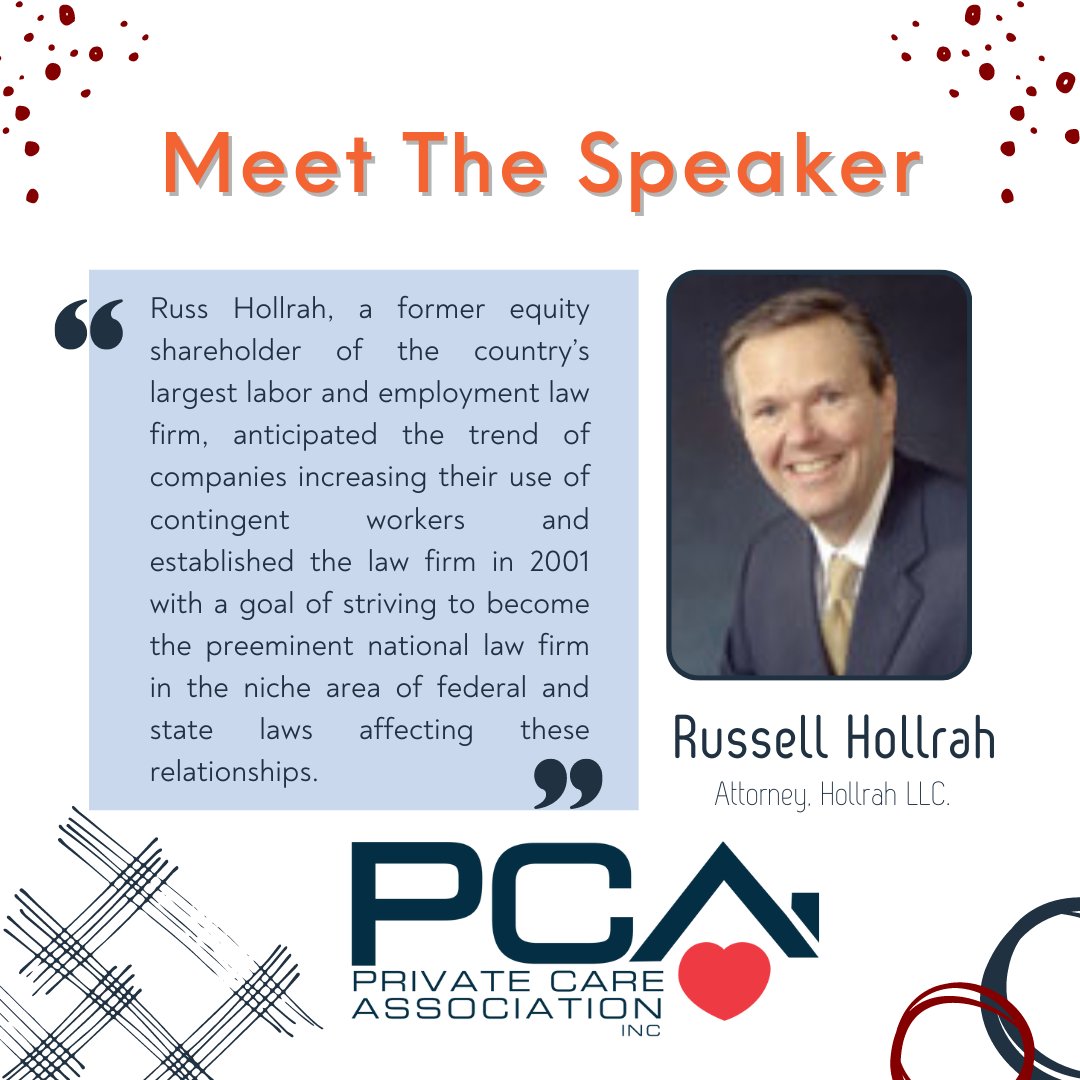 PCA_USA's tweet image. 📢 Exciting News! Join us in welcoming Russell Hollrah as a distinguished speaker at the 2024 PCA Annual Conference! 🌟

📅 Date: September 11 – 13, 2024 
Register today @ wwww.privatecare.org/events/ 🚀 #PCA2024 #Conference #FloridaBestPractices #IndustryLeaders