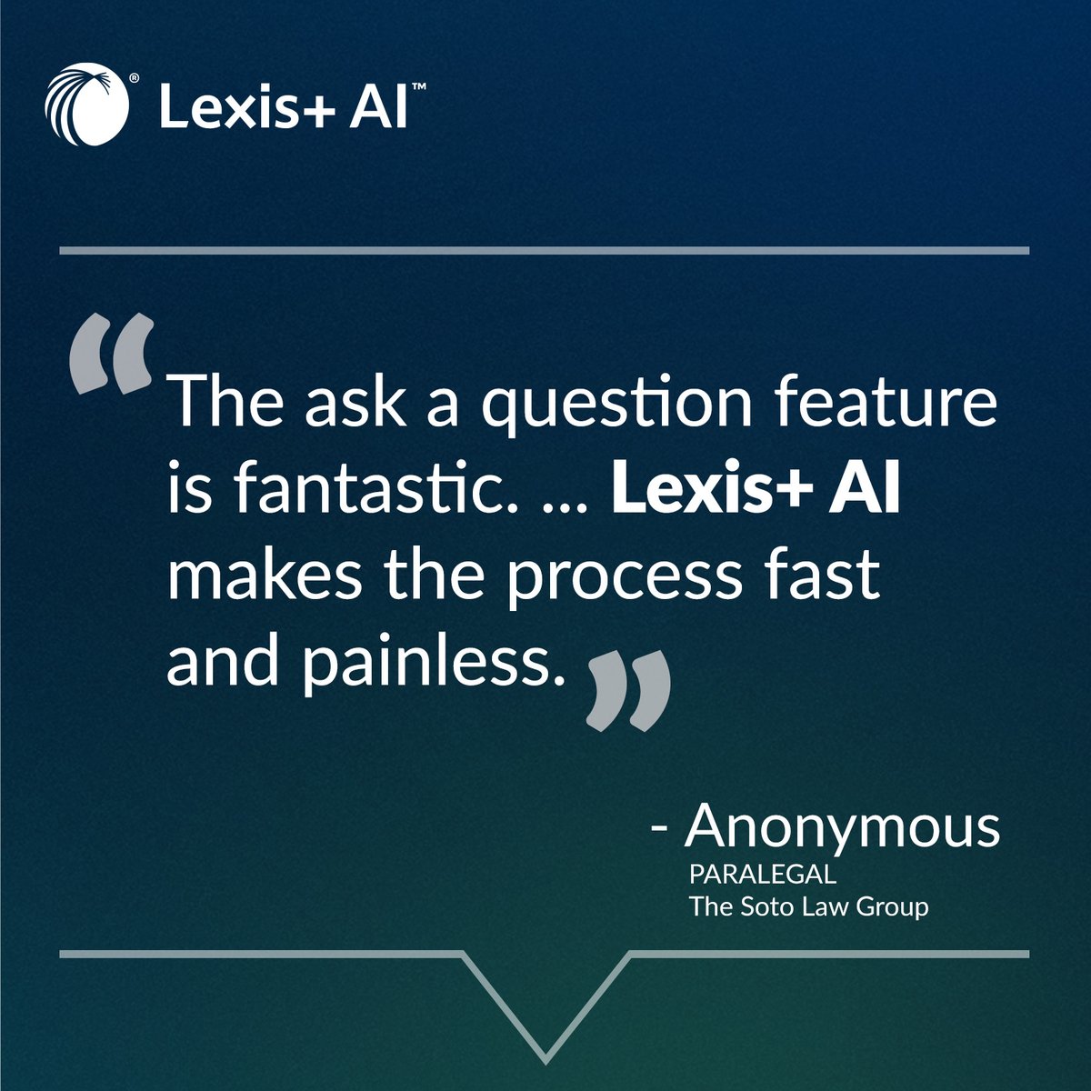 LexisNexis's tweet photo. Speed and Simplicity with Lexis+ AI!
With 91%* saying it's easy to use, why not experience the difference yourself? Try it today: https://t.co/h1QVC0y1LD
#LexisNexis #LegalTech #AI #LegalAI #LexisPlusAI https://t.co/QUFB9hZr8F