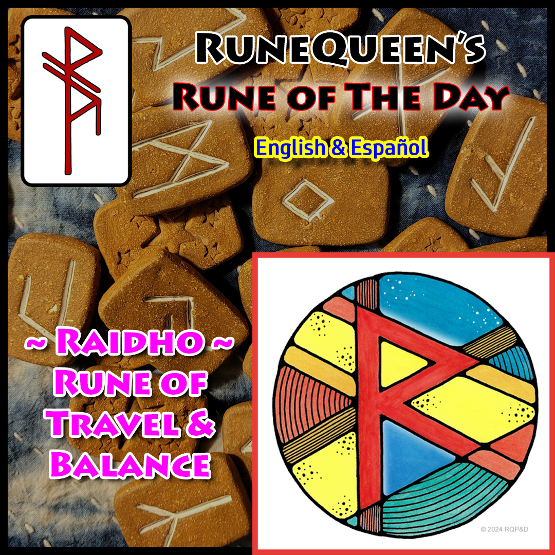 runequeen_rqefi's tweet image. #Raidho, combined in a #bindrune with other Runes, can add #movement &amp;amp; direction to their influences. Rhythmic actions like #drumming and #ritual #dance bring you into union with Raidho and the raised #awareness you seek.  #runequeen #rqefi #futhark #chariot #wagon #balance