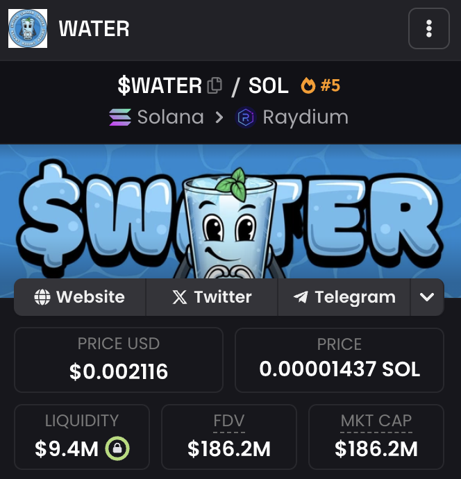 DamiDefi's tweet photo. $WATER is another meme i won't fade rn!

Exciting updates are coming next week for $WATER and It's already listed on major exchanges.

Achievements so far:
- Stellar first-day trading volume of over $250M
- Available on top exchanges like Bitget and MEXC
- Trending on Solscan

Bullish Signals for @WaterMemeCoin :
- Backing from top influencers and partnerships with noteworthy crypto projects
- No perpetual trading for the first 90 days ensures stability and growth

$WATER to $1B!