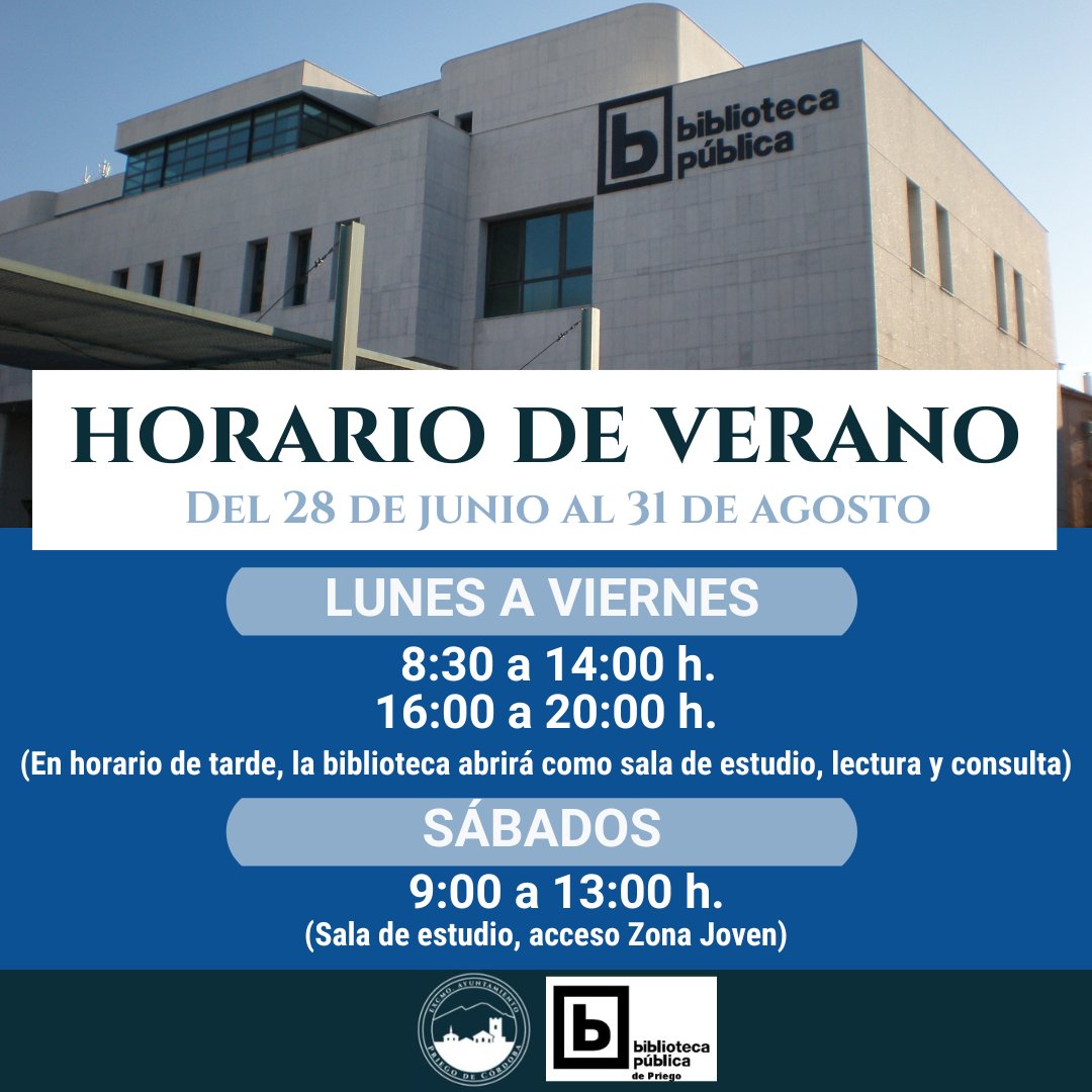 📷📷📷𝐇𝐎𝐑𝐀𝐑𝐈𝐎 𝐃𝐄 𝐕𝐄𝐑𝐀𝐍𝐎
#bibliotecadepriegodecordoba
#ayuntamientodepriegodecordoba
#priegodecordoba
#HorarioDeVerano
#horariobiblioteca
#horarioespecial