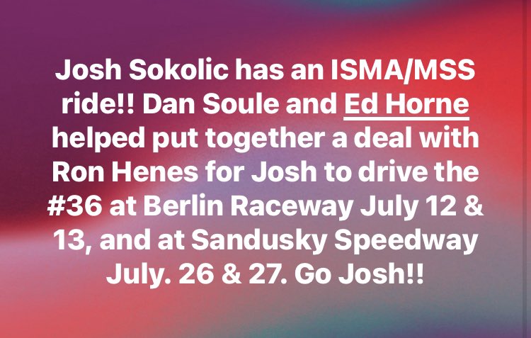 AllThingsSuperm's tweet image. 🚨 Just Announced 🚨

@OswegoSpeedway 350 competitor Josh Sokolic will be in the driver seat of the Ron Henes owned #36 @ISMAsupers #Supermodified for the Great Lakes Classic @BerlinRaceway &amp;amp; the Hy-Miler Nationals @sanduskyspeedwa 

@sova_roy