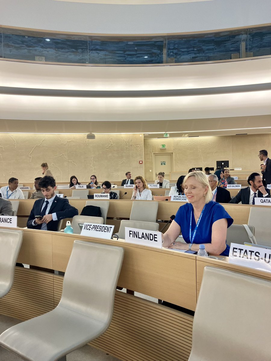 Today at #HRC56 <a href="/SchroderusFox/">Heidi Schroderus-Fox</a> highlighted on behalf of the Nordic-Baltic Countries🇩🇰🇪🇪🇫🇮🇮🇸🇱🇻🇱🇹🇳🇴🇸🇪the escalating backlash around the world against the rights of women and girls and gender equality and the need to prevent discrimination also in the digital sphere. 🔗👇