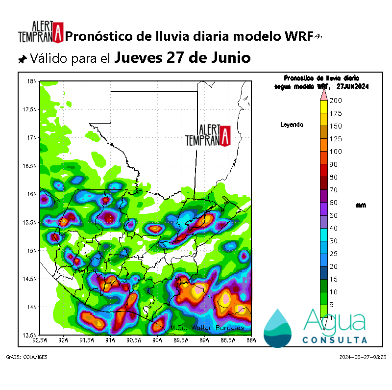 AlertaGt502's tweet photo. ✅#Lluvia máxima el miércoles 26/06 Vía Agua Consulta y pronostico para hoy jueves 27/06
📌Efectos por interacción entre la Onda Tropical #11 la Vaguada Monzónica y el disturbio Tropical #94L #OT14 generando un nuevo Giro Monzónico Centroamericano #ClimaGt #TraficoGt #LluviasGt https://t.co/aJaW00PE8d