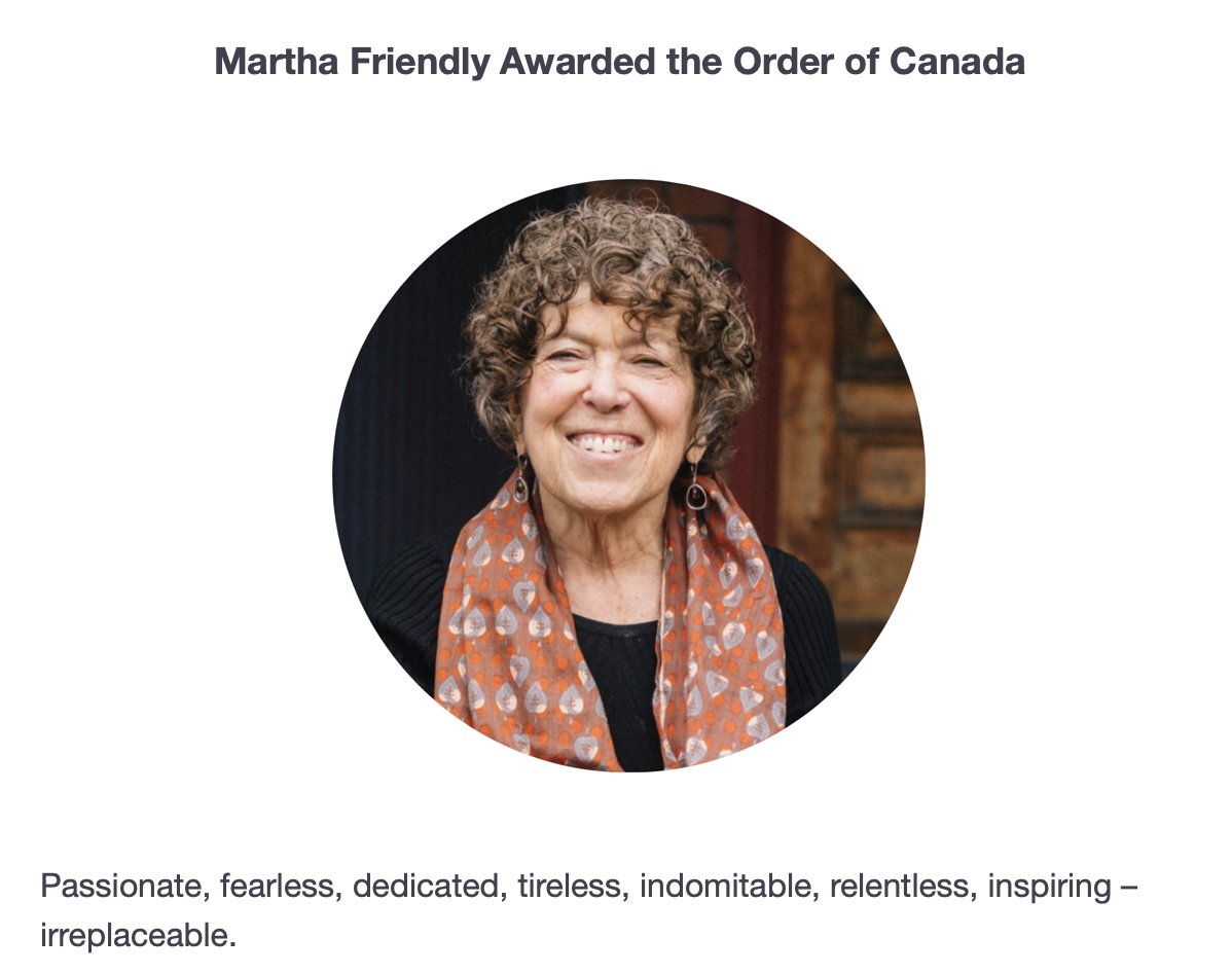 Susan Prentice PhD🇨🇦 (@susanprentice) on Twitter photo Warmest and most delighted congratulations to the wonderful - and utterly indefatigable - Martha Friendly (<a href="/_MFriendly/">MarthaFriendly</a> ) for this well-deserved honour. Warmest and most delighted congratulations to the wonderful - and utterly indefatigable - Martha Friendly (<a href="/_MFriendly/">MarthaFriendly</a> ) for this well-deserved honour.