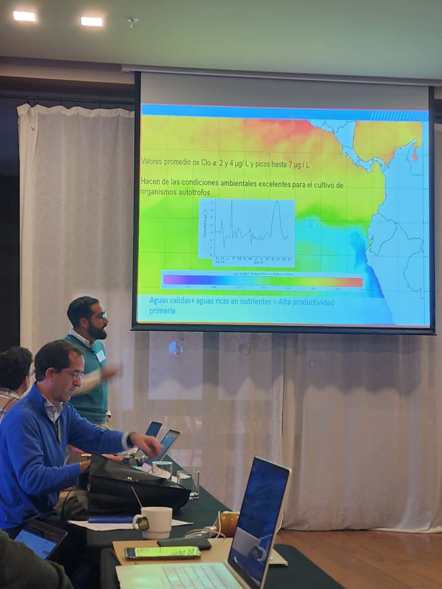 CENAIM_espol's tweet image. Expertos en producción de macroalgas en América Latina participaron del Taller #ACUIALGAS @FAOAmericas del 24 al 26 de junio en Chile.  Adrián Márquez, @fimcmespol – #CENAIM, compartió su experiencia en macroalgas con el tema “Acuicultura de pequeña escala en el Caribe”