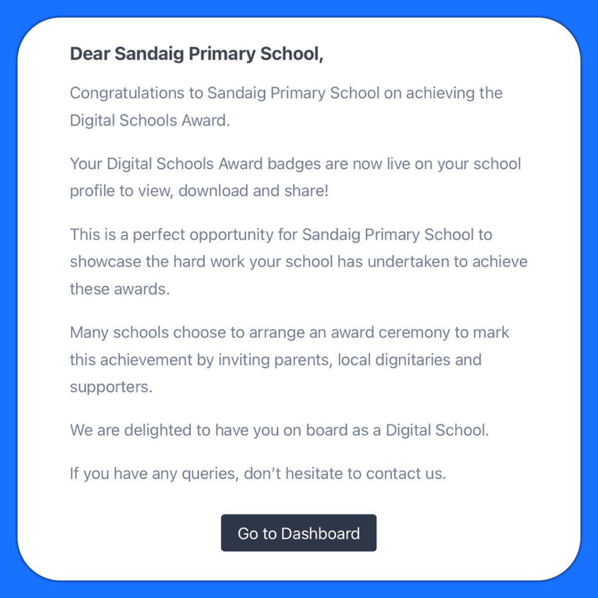 sandaigprimary's tweet photo. Well done Mrs McKenna and her Team of Digital Leaders. @Doug_GCC @LindaLogue10      💙💛💙 https://t.co/pu2BgXQawm