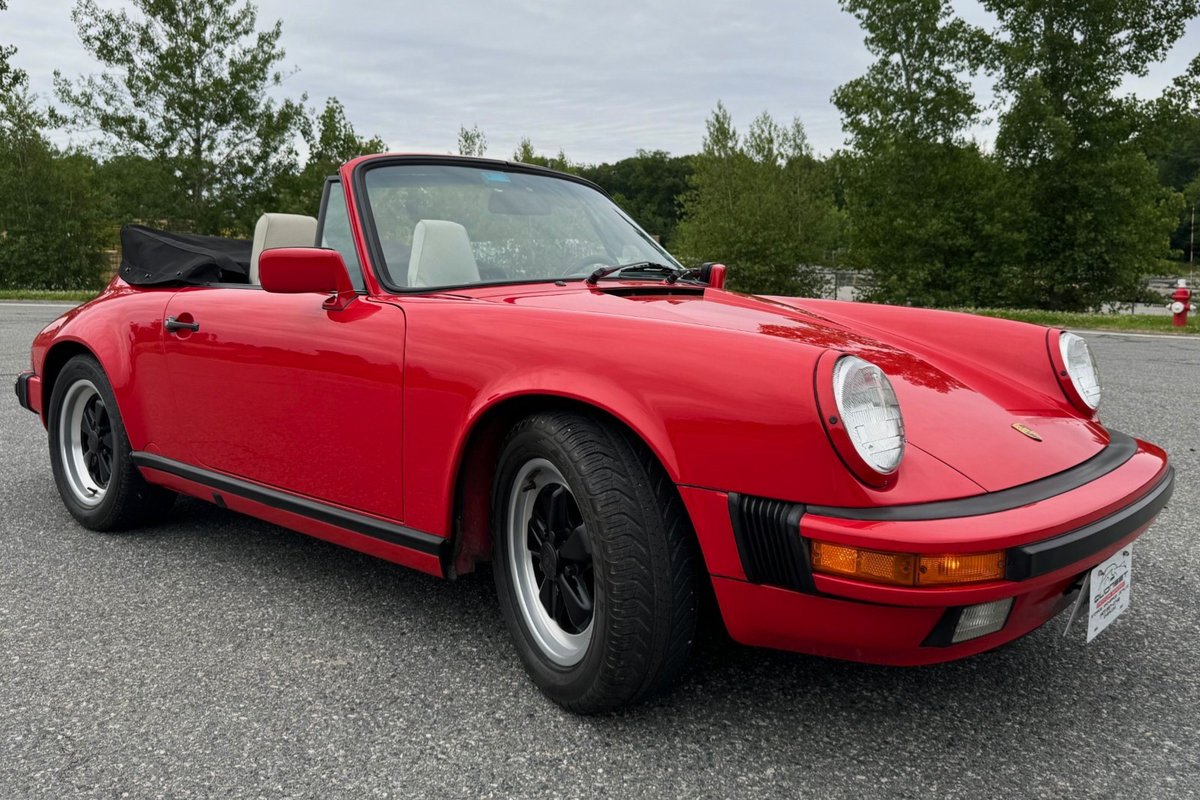 Bringatrailer's tweet image. Now live at BaT Auctions: 1987 Porsche 911 Carrera Cabriolet G50. bringatrailer.com/listing/1987-p…