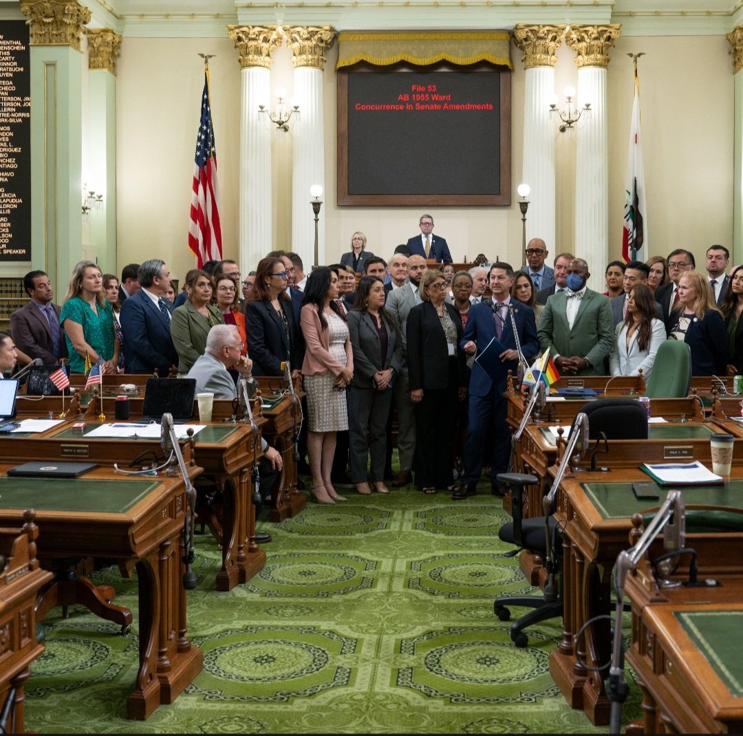 Proud of my colleagues for standing in solidarity with <a href="/AsmChrisWard/">Assemblymember Chris Ward</a> as he spoke his truth and the truth of many California students. Support #ab1955