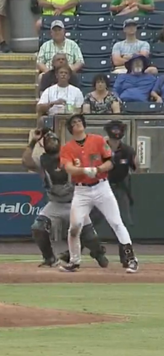 BreakBreadDaily's tweet image. Coby Mayo, the catcher and home plate umpire all admiring Mayo’s bomb @NorfolkTides  #Orioles #Birdland