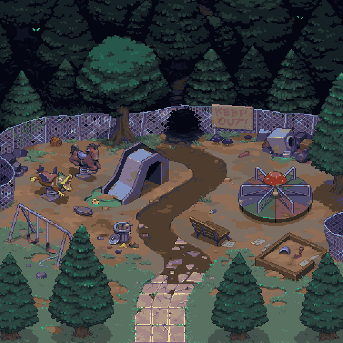 cure_pixel's tweet photo. Creepy playground #pixelart for @MyFamiliarRPG https://t.co/wNlK72D8wL