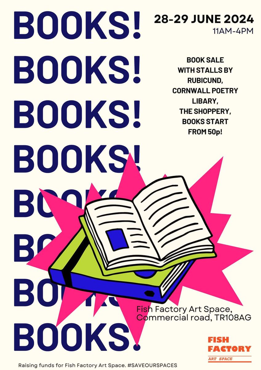 we're selling second hand poetry books for cheeeaappp at the <a href="/fishfactoryarts/">The Fish Factory</a> book bonanza fundraiser ----------------- also new and used stock from Rubicund (Falmouth) and <a href="/manukenkun/">manukenkun she/her/asleep</a> (Penryn, The Shoppery) + hundreds and hundreds of new book donations to Fish