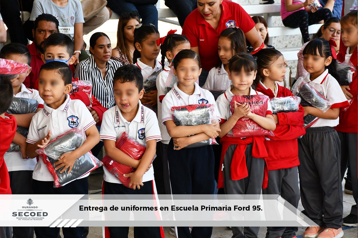 SECOTED's tweet photo. Por segundo año consecutivo, llegaron los uniformes y útiles escolares gratuitos a la Escuela Primaria Ford 95 por parte del gobernador @EVillegasV y @Marisol_rosso, presidenta del @DIF_Durango para que todos los niños asistan en condiciones de equidad. 🧵 1-2 https://t.co/M1KeLcwvnx