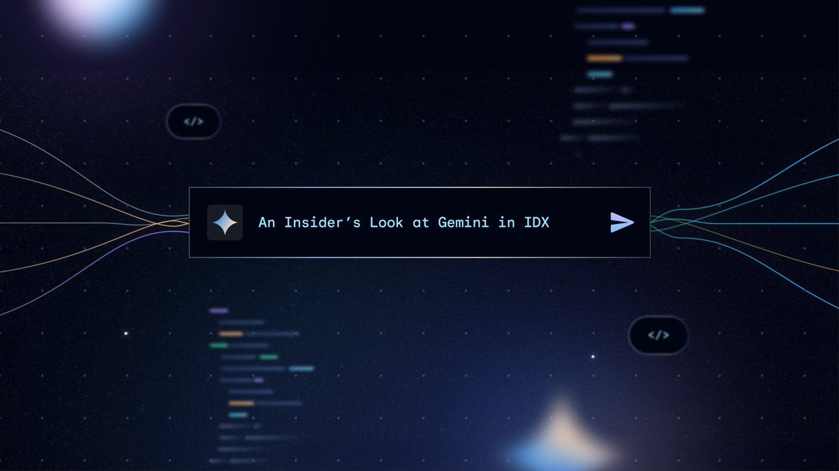 Project IDX is full of gen AI features enhanced by Gemini. From code generation to inline suggestions, here's a deep dive of all the AI features you can use today and a closer look at how they work.

Learn more → goo.gle/4eIVNvm