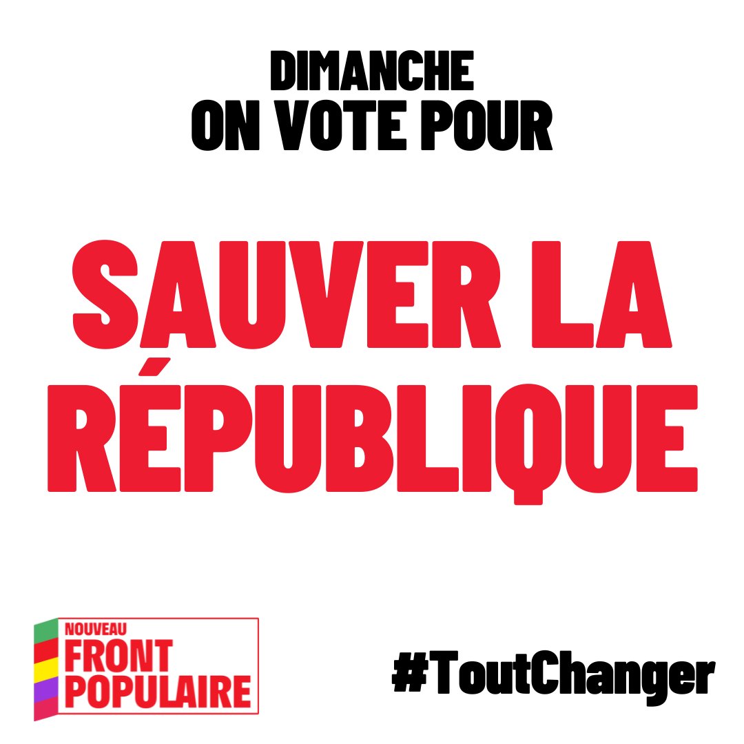 FranceInsoumise's tweet photo. 🇫🇷 Dimanche, on vote #NouveauFrontPopulaire pour sauver la République !

#ToutChanger https://t.co/bK36ydh152